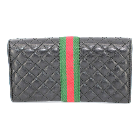 F0 Auth GUCCI GG Marmont Black Quilted Leather Logo Zipper Flap Wallet 536451 - Picture 2 of 5